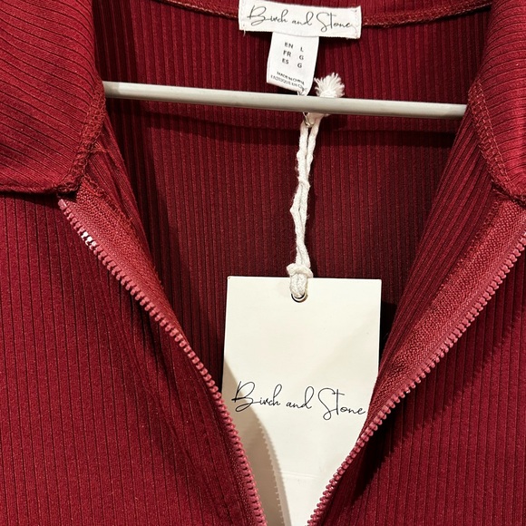 Birch & Stone Front Zip Wine Bodycon Dress - Picture 8 of 8